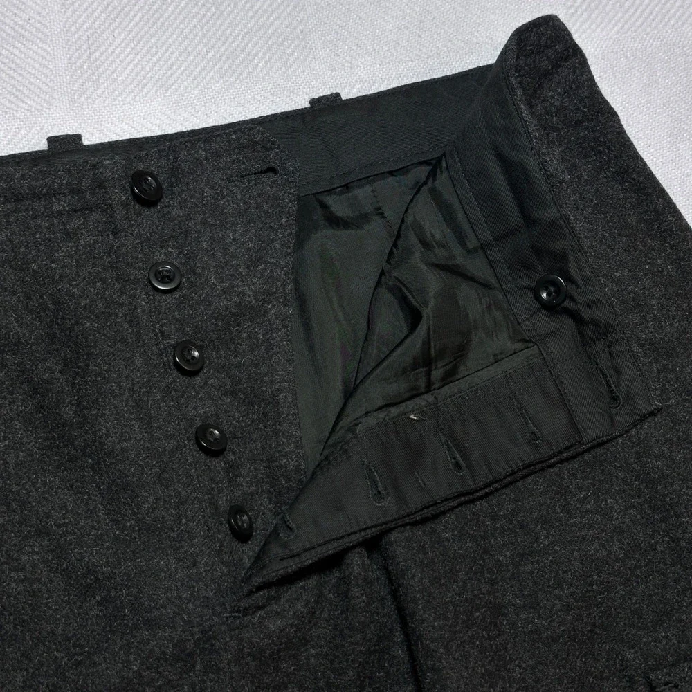 J.Crew Cargo Pants Mens 38x30 Wool Blend Button Fly Straight‎ Wide Leg Charcoal